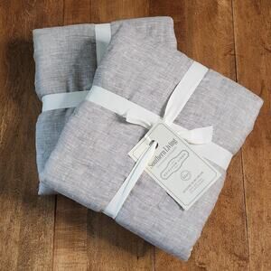 2 Southern Living Heirloom Linen Gray Quilted Euro Shams
